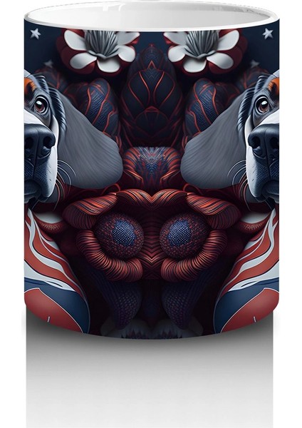 Kırmızı Gotik Kalpli Desenlerle Basset Hound Kupa Bardak modelleri