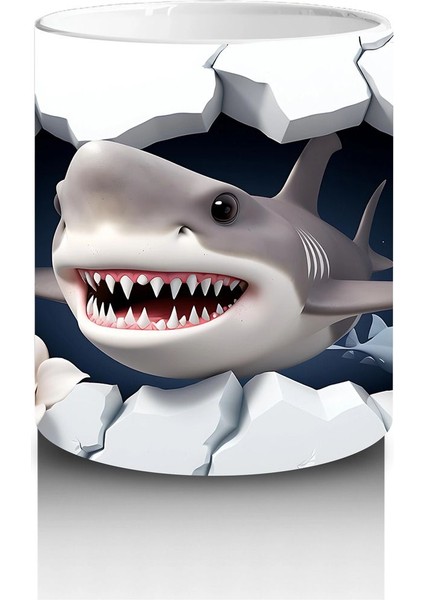 Çatlak Duvar Arasında Sinsi Köpekbalığı – Baskılı Kahve Kupası modelleri