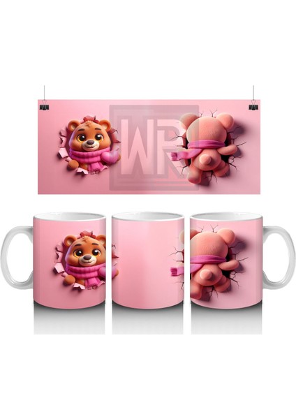 Gözlüklü Sevimli Kız Maskotu – Baskılı Kahve Kupası