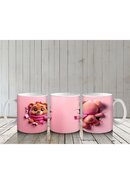 Gözlüklü Sevimli Kız Maskotu – Baskılı Kahve Kupası