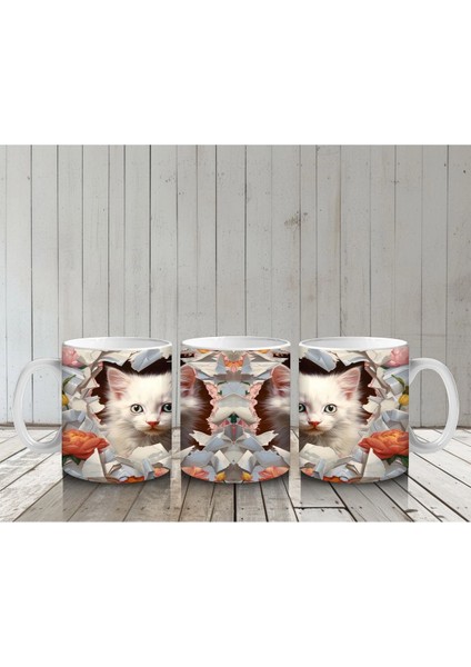 Çiçekler Arasında Yavru Kediler – Baskılı Kahve Kupası