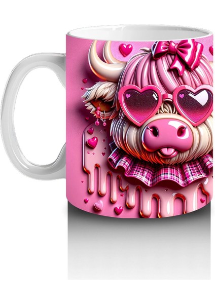 Pembe Fon Üzerinde Kurdeleli Sevimli Buzağı – Baskılı Kahve Kupası fiyatları