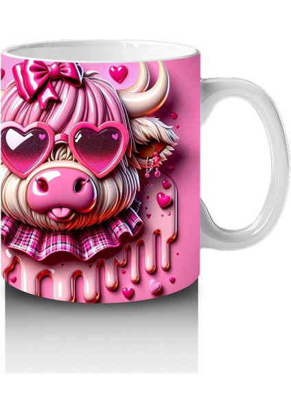 Pembe Fon Üzerinde Kurdeleli Sevimli Buzağı – Baskılı Kahve Kupası fırsatları