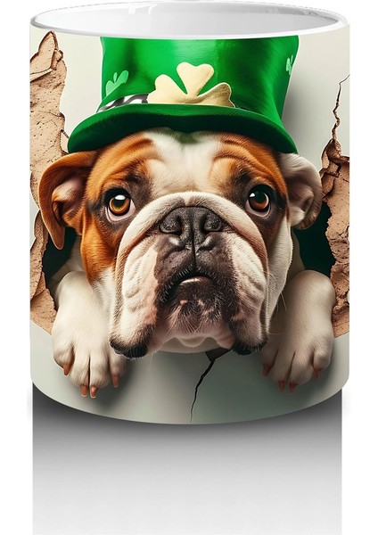 St. Patrick Şapkasıyla Çatlakta Bulldog – Baskılı Kahve Kupası modelleri