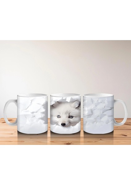 Beyaz Yapraklar Önünde Yavru Tilki– Baskılı Kahve Kupası indirimleri