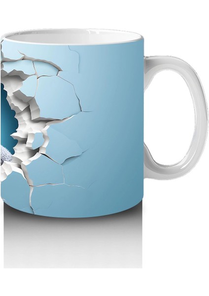 Çatlak Duvar Arasında Penguen Figürü – Baskılı Kahve Kupası fırsatları