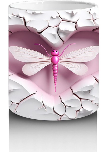 Kalpli Çatlakta Pembe Yusufçuk Illüstrasyonu – Baskılı Kahve Kupası modelleri