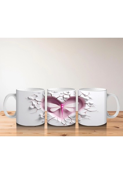 Kalpli Çatlakta Pembe Yusufçuk Illüstrasyonu – Baskılı Kahve Kupası indirimleri