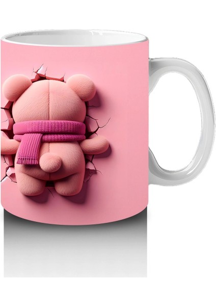 Pembe Fon Üzerinde Sevimli Ayıcık Yüzü – Baskılı Kahve Kupası fırsatları