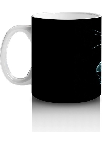 Siyah Zeminde Parlak Gözlü Leopar Portresi – Baskılı Kahve Kupası fiyatları