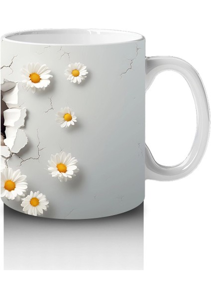 Beyaz Çiçekler Arasında Sevimli Kirpi – Baskılı Kahve Kupası fırsatları