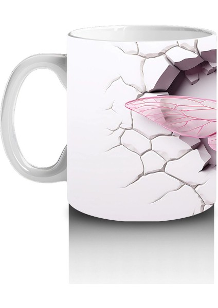 Çatlak Pembe Duvar Üzerinde Yusufçuk – Baskılı Kahve Kupası fiyatları