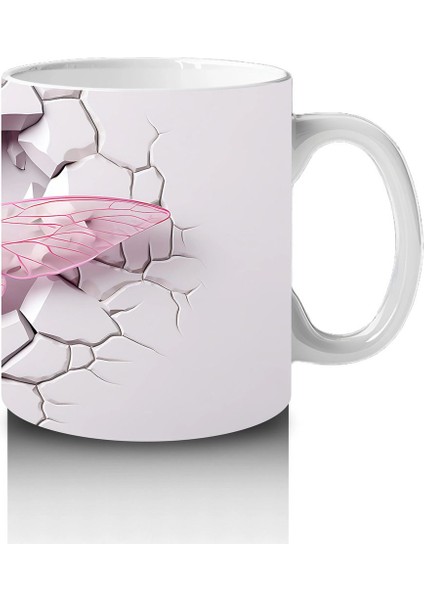 Çatlak Pembe Duvar Üzerinde Yusufçuk – Baskılı Kahve Kupası fırsatları