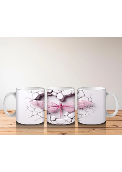 Çatlak Pembe Duvar Üzerinde Yusufçuk – Baskılı Kahve Kupası indirimleri
