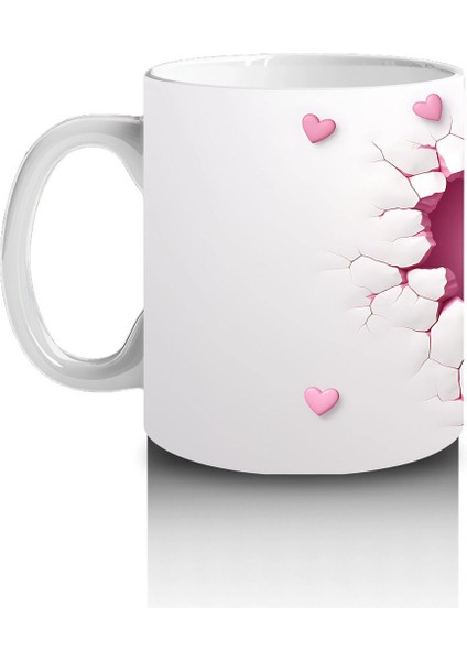 Pembe Kalplerle Süslenmiş Yavru Köpek – Baskılı Kahve Kupası fiyatları