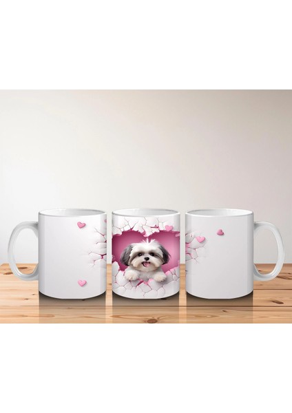 Pembe Kalplerle Süslenmiş Yavru Köpek – Baskılı Kahve Kupası indirimleri