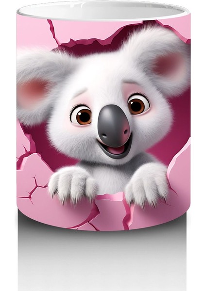 Pembe Duvar Arasından Bakan Koala Yavrusu – Baskılı Kahve Kupası modelleri