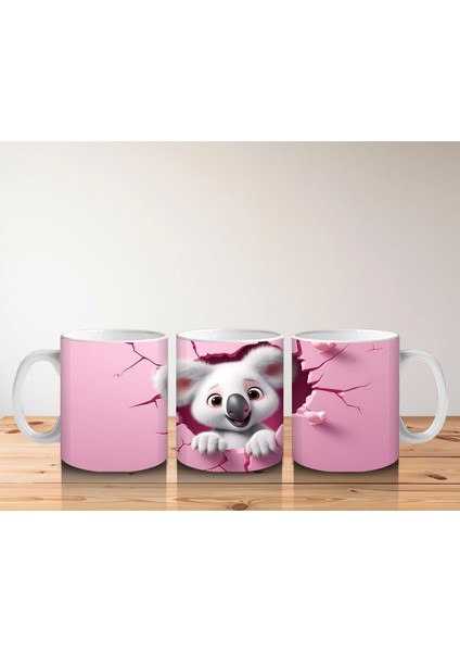 Pembe Duvar Arasından Bakan Koala Yavrusu – Baskılı Kahve Kupası indirimleri