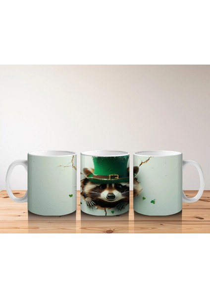 St. Patrick Şapkalı Tüylü Rakun – Baskılı Kahve Kupası indirimleri