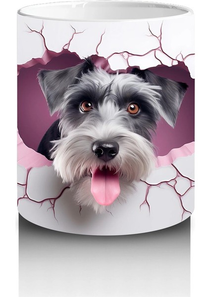 Çatlak Duvardan Bakan Neşeli Schnauzer – Baskılı Kahve Kupası modelleri