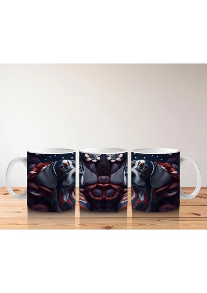 Kırmızı Gotik Kalpli Desenlerle Basset Hound Kupa Bardak indirimleri