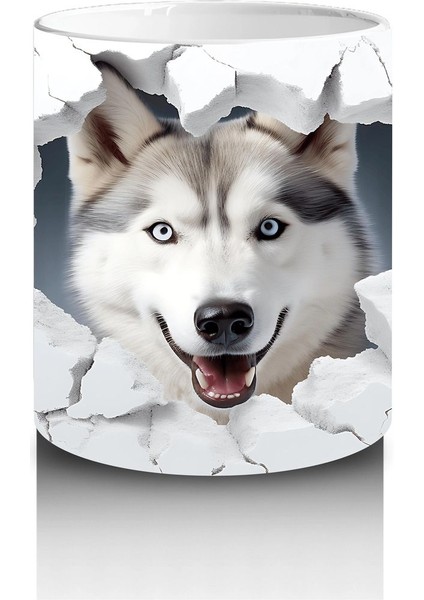 Çatlak Duvardan Bakan Gri Kurt – Baskılı Kahve Kupası modelleri