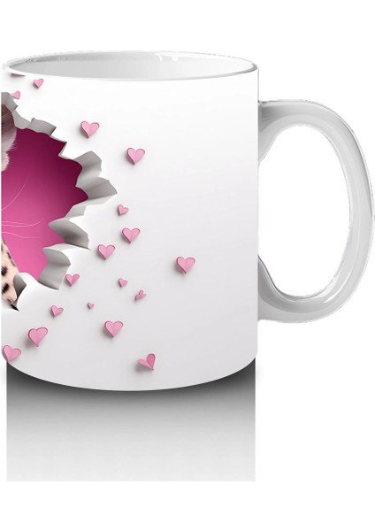 Kalpli Duvarı Delen Sevimli Çita – Baskılı Kahve Kupası fırsatları