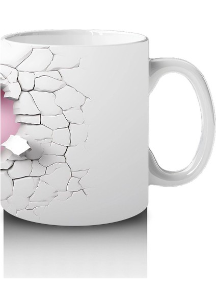 Gri Duvarda Çift Kanatlı Pembe Kelebek – Baskılı Kahve Kupası fırsatları