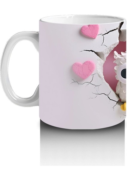 Kalpli Arka Planda Renkli Baykuş Çifti – Baskılı Kahve Kupası fiyatları