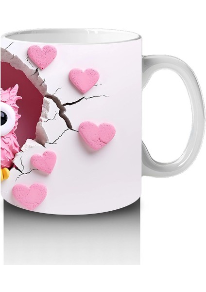 Kalpli Arka Planda Renkli Baykuş Çifti – Baskılı Kahve Kupası fırsatları