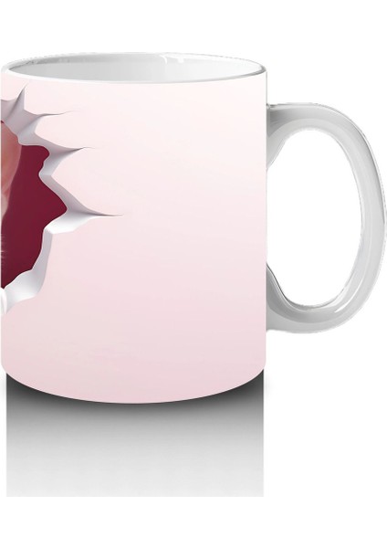 Pembe Kalplerle Süslenmiş Sevimli Kedi – Baskılı Kahve Kupası fırsatları