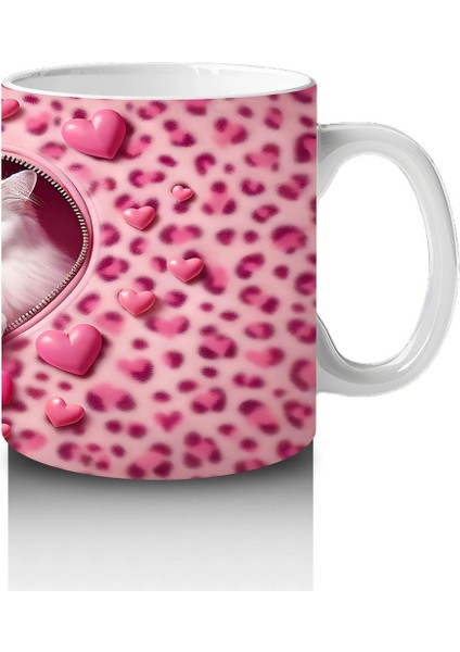 Kalp Şeklindeki Çatlakta Iki Sevimli Kedi – Baskılı Kahve Kupası fırsatları