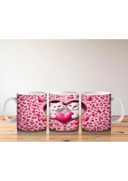 Kalp Şeklindeki Çatlakta Iki Sevimli Kedi – Baskılı Kahve Kupası indirimleri