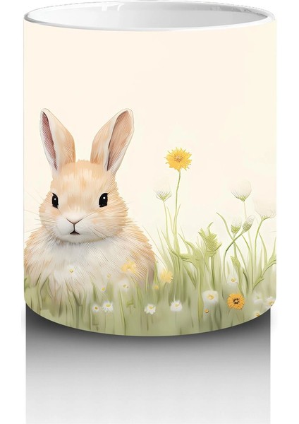 Papatya Tarlasında Ikiz Tavşanlar – Bahar Temalı Kupa Bardak modelleri