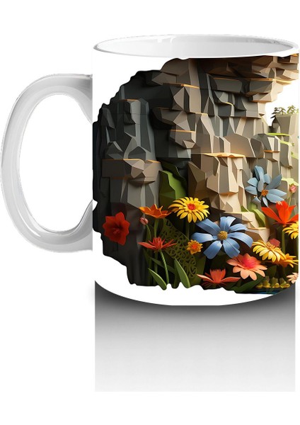 Doğal Kanyon Manzarasında Parlayan Yusufçuk Figürü - Baskılı Kahve Kupası fiyatları