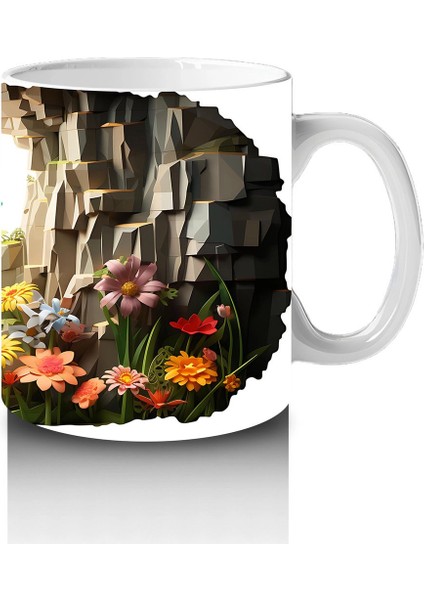 Doğal Kanyon Manzarasında Parlayan Yusufçuk Figürü - Baskılı Kahve Kupası fırsatları