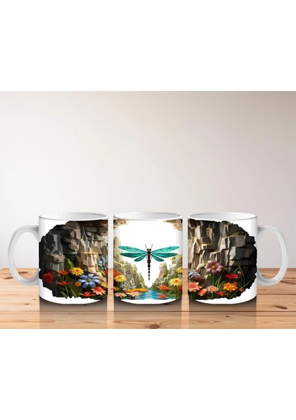 Doğal Kanyon Manzarasında Parlayan Yusufçuk Figürü - Baskılı Kahve Kupası indirimleri