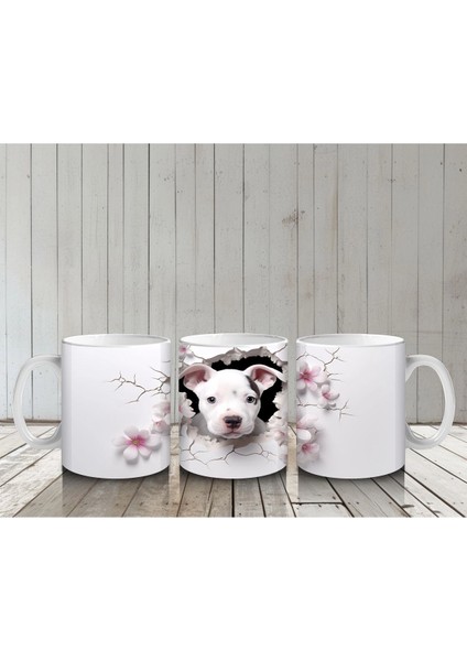 Çiçekli Dikenler Arasında Sevimli Köpek – Baskılı Kahve Kupası