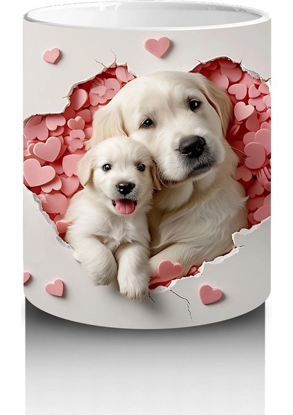 Kalp Yağmuru Altında Tatlı Yavru Köpek – Baskılı Kahve Kupası modelleri