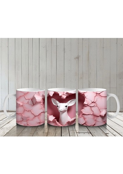 Pembe Doku Arasında Sevimli Ceylan - Baskılı Kahve Kupası