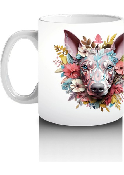 Renkli Çiçeklerle Süslenmiş Köpek Portresi – Baskılı fiyatları