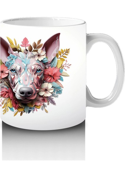 Renkli Çiçeklerle Süslenmiş Köpek Portresi – Baskılı fırsatları