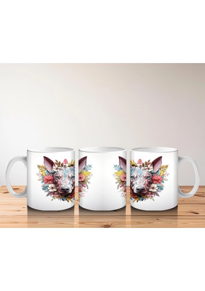 Renkli Çiçeklerle Süslenmiş Köpek Portresi – Baskılı indirimleri