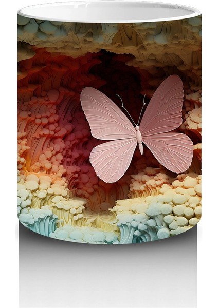 Yapraksı Dokular Üzerinde Tek Kelebek – Baskılı Kahve Kupası modelleri