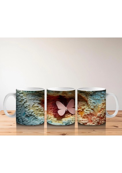 Yapraksı Dokular Üzerinde Tek Kelebek – Baskılı Kahve Kupası indirimleri