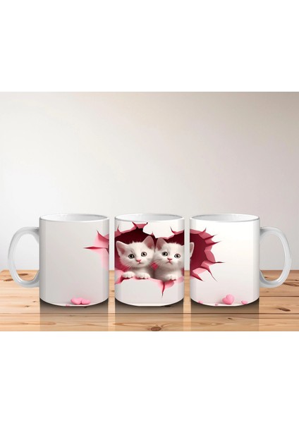 Çatlak Duvar Arasında Sevimli Kedi Kardeşler – Baskılı Kahve Kupası indirimleri