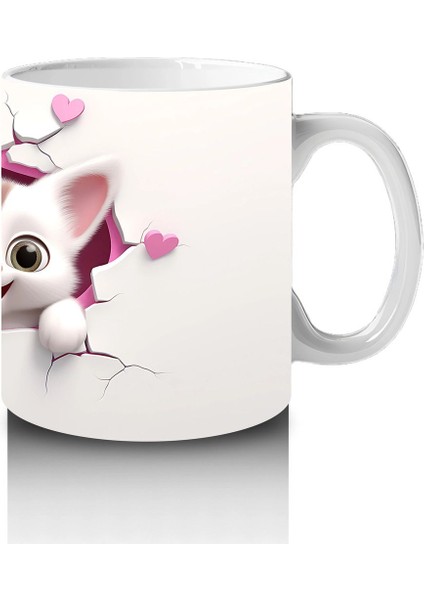 Çatlak Zeminden Bakan Ikiz Sevimli Kedi Yavruları - Baskılı Kahve Kupası fırsatları