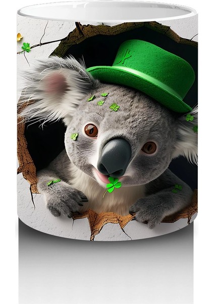 Yonca ve Yapraklarla Süslenmiş St. Patrick’s Koala - Baskılı Kahve Kupası modelleri