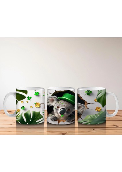 Yonca ve Yapraklarla Süslenmiş St. Patrick’s Koala - Baskılı Kahve Kupası indirimleri
