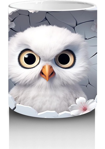 Kiraz Çiçekleri Arasında Minik Baykuş - Baskılı Kahve Kupası modelleri